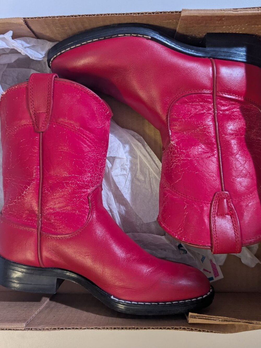 Texas Brand Boots Red Leather Western Cowboy Kids Boots C2803 Size 13 D